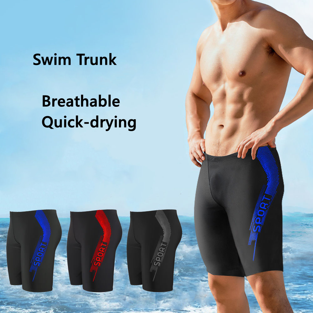 Men‘s Knee-Length Athletic Swim Trunk Swimming Short Swimsuit Swimwear Boardshort