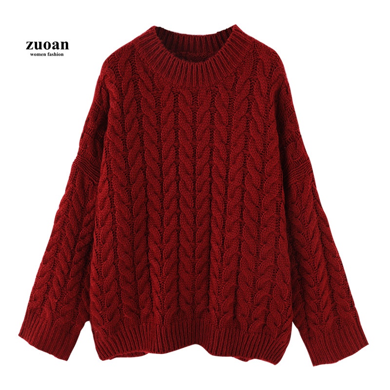 New Year Red Sweater Korean Round Neck Loose Sweater Knitted Long Sleeve Sweater Tops