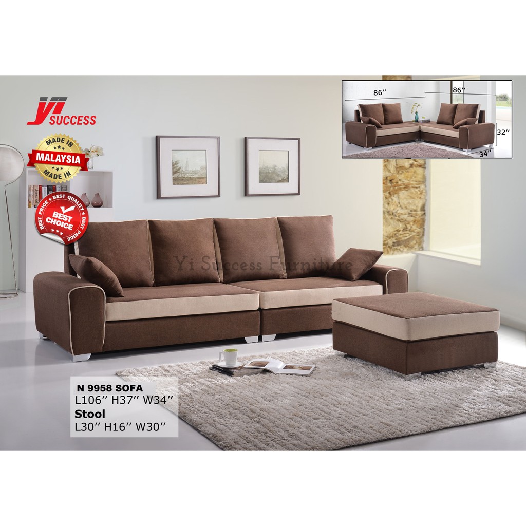Yi Success Vello Fabric Corner Sofa Set / Sectional Sofa Set / Plywood