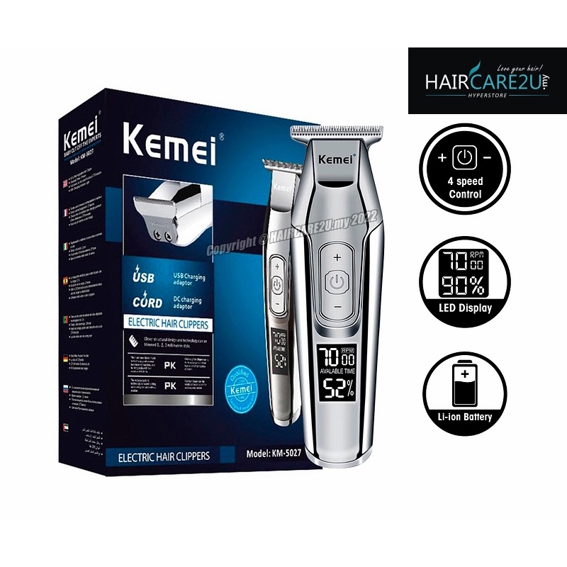 Kemei KM-5027 T-Shape Wide Blade USB Cordless Hair Trimmer Detailer