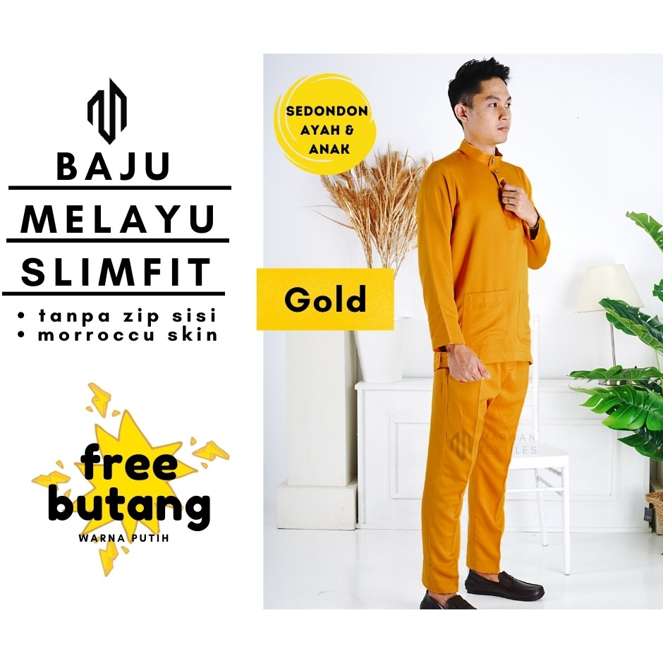 Buy Baju Melayu Dewasa Slim Fit Cekak Musang Warna Gold Seetracker Malaysia