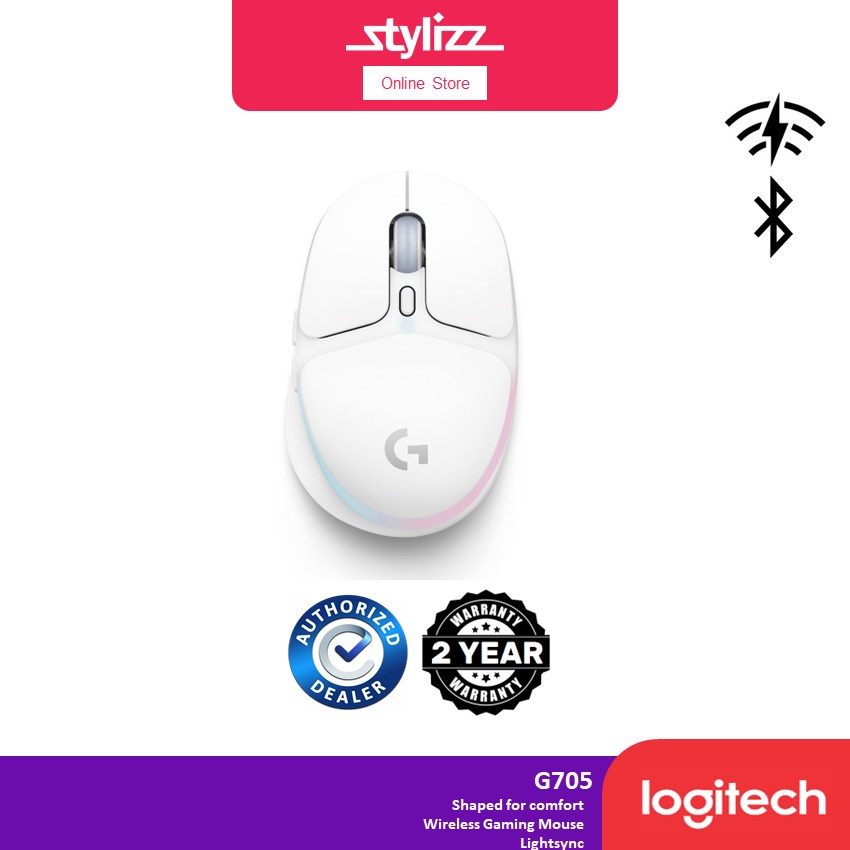 LOGITECH G705 WIRELESS GAMING MOUSE - LIGHTSYNC RGB, 40 HOUR BATTERY LIFE, LIGHTSPEED AND BLUETOOTH