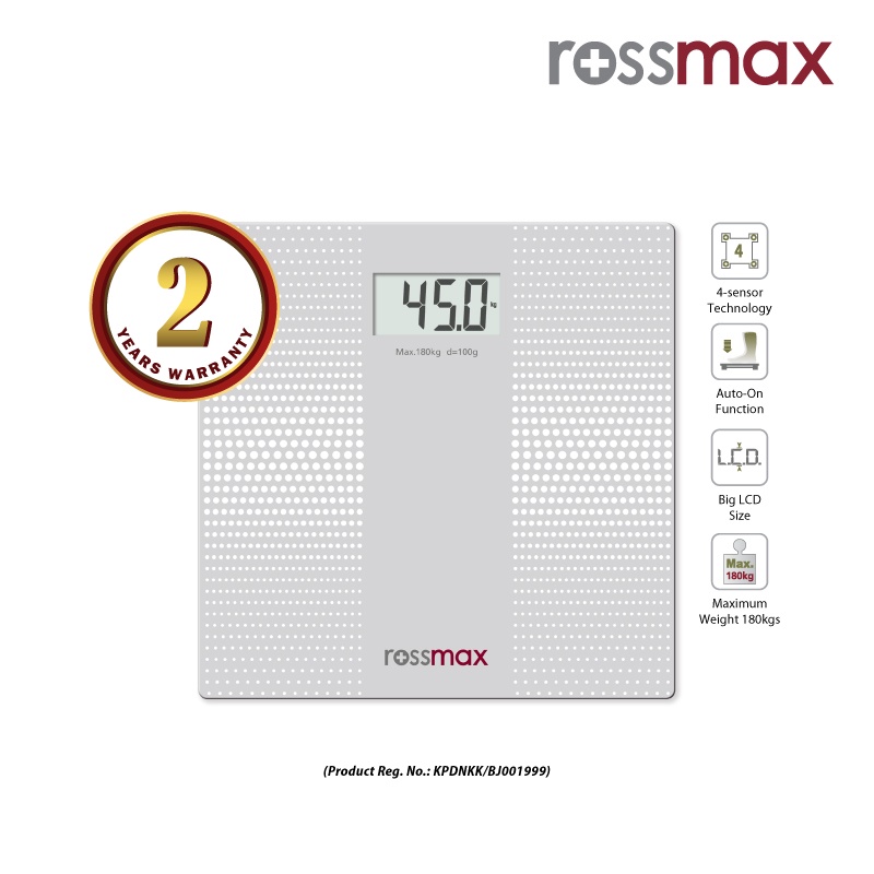 ROSSMAX Glass Personal Scale (Digital Weigh Scale) – Super Slim Model ...