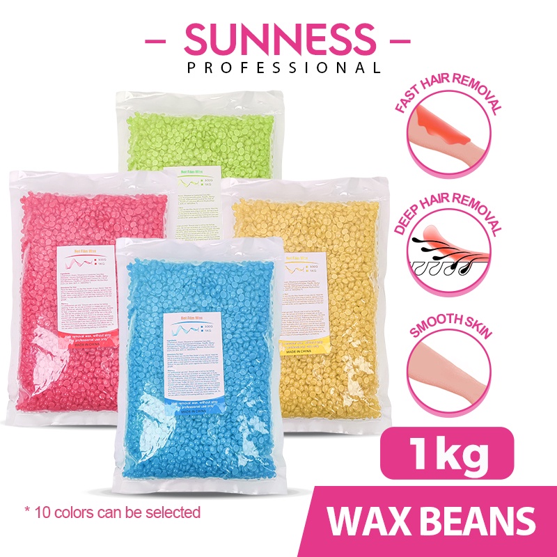 SUNNESS 1KG Hard Wax Beans Painless Hair Removal Hot Wax, Used to
