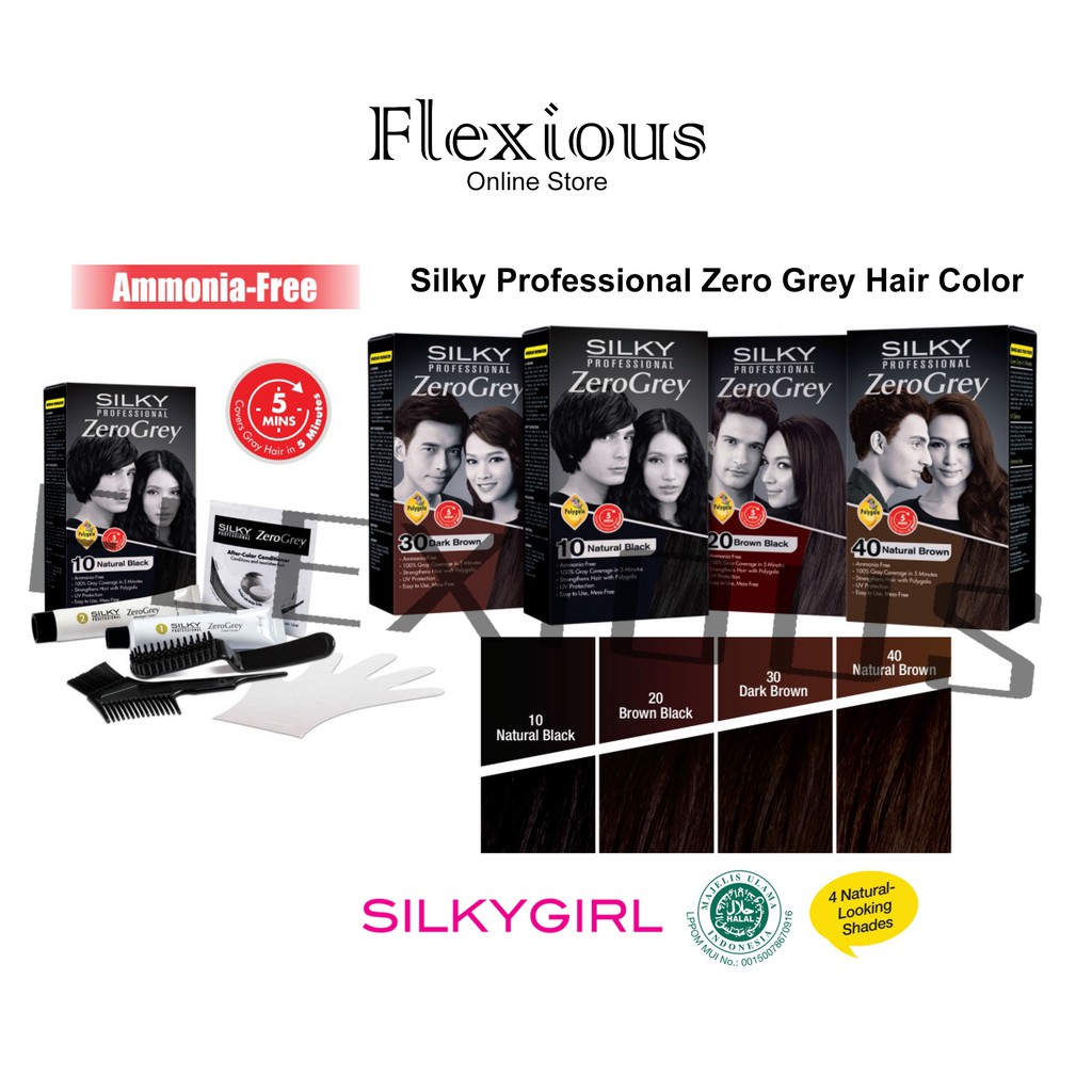*SILKYGIRL* Professional Zero Grey Hair Colour ( Natural Black10, Brown