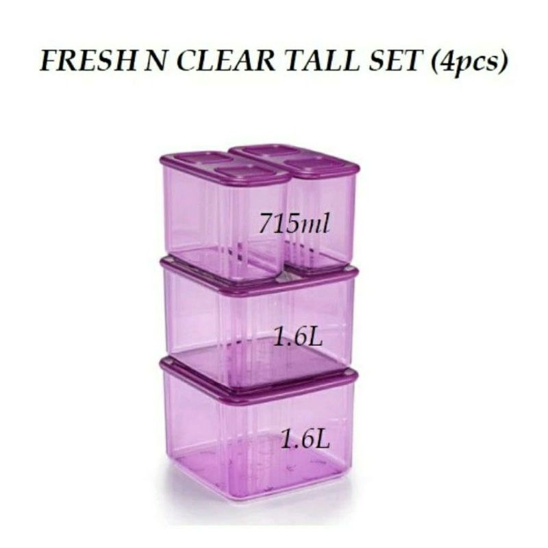 TUPPERWARE FRESH N CLEAR TALL SET 4PCS