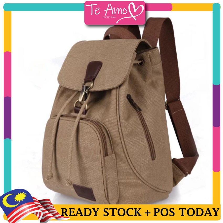 Beg Galas Besar Kanvas Wanita Canvas Backpack Student Bag Bookbag School Casual Large Size B13