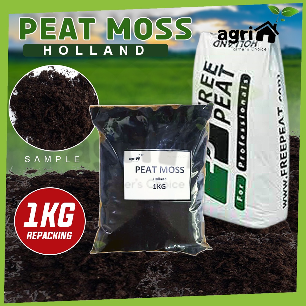 REPACK 1kg Free Peat Moss Holland Seedling soil Vegetable Tanah Semaian