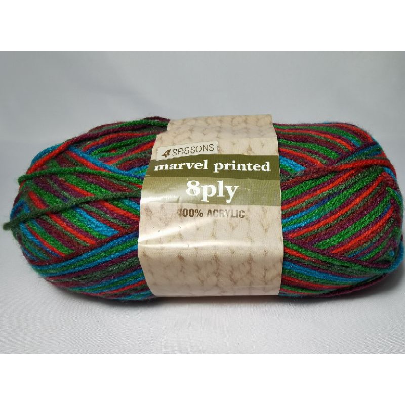Benang kait/yarn 8 ply printed for crochet/knitting (Marvel) Shopee