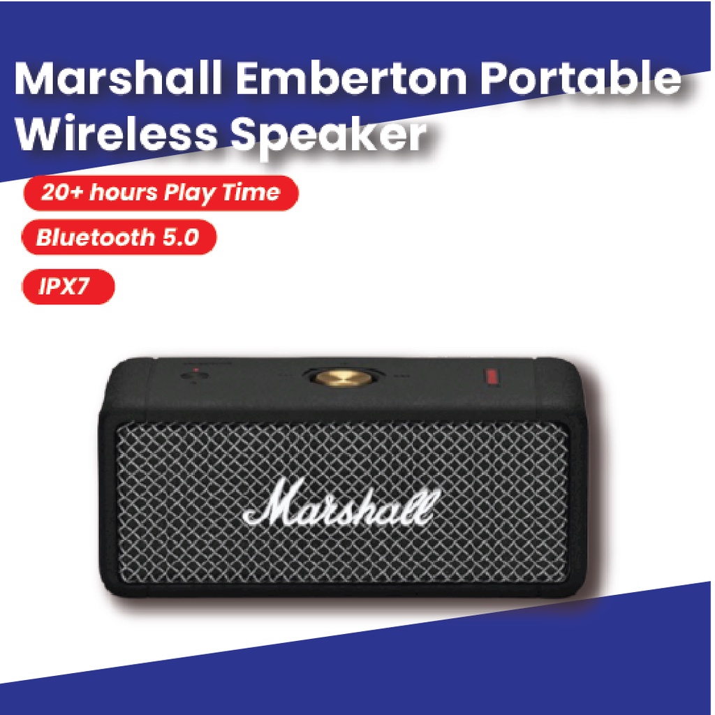 Marshall Emberton Portable Speaker Black / Black & Brass Wireless
