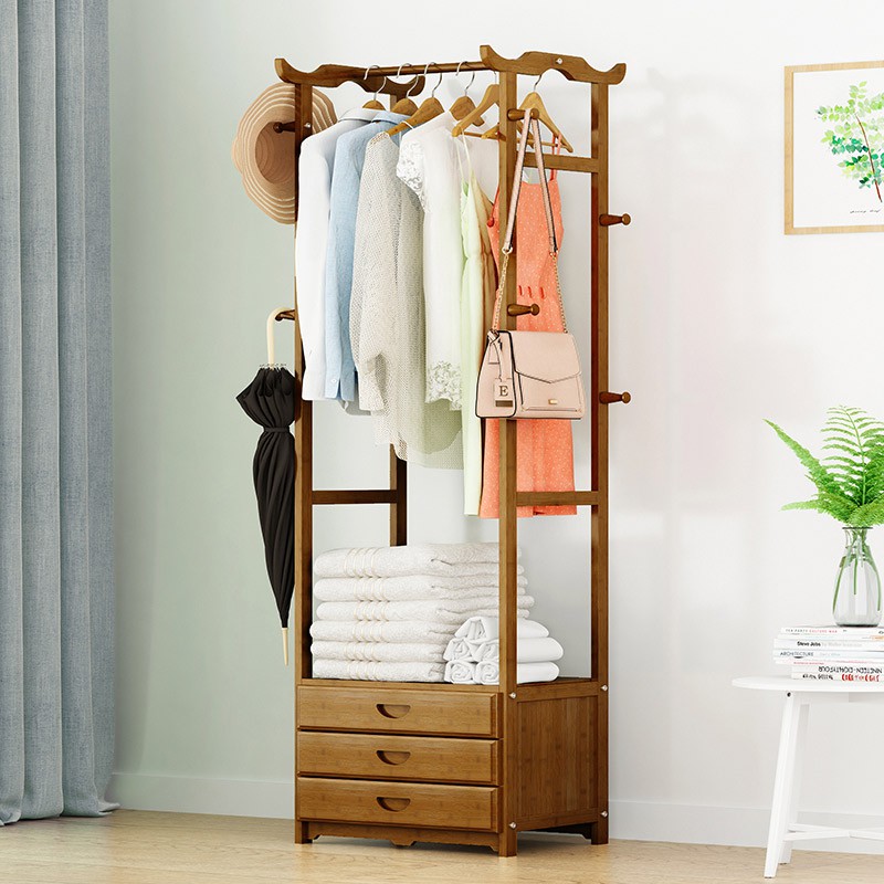 Simple Coat Rack Solid Wood Bedroom Hanging Rack Simple Modern Floor Clothes Sto