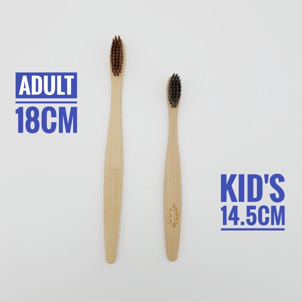 Adult & Kid Bamboo Toothbrush Twin Pack 1pc Each, Reusable Eco-Friendly, Organic & Sustainable