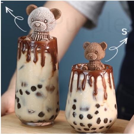 【Ready Stock】Creative Silicone Bear Mold Stereo Teddy Coffee Milk Tea Ice Cube Mold Ice Hockey Abrasive