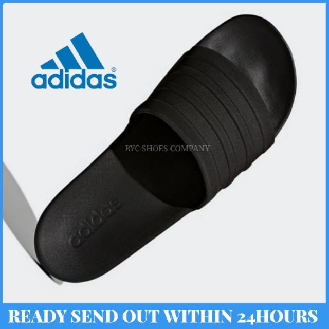 adidas cloudfoam slides all black