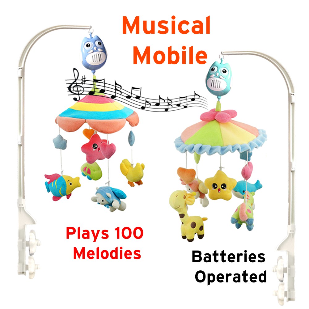 Musical Mobile Plush Toys Battery Operated Baby Crib Rotating