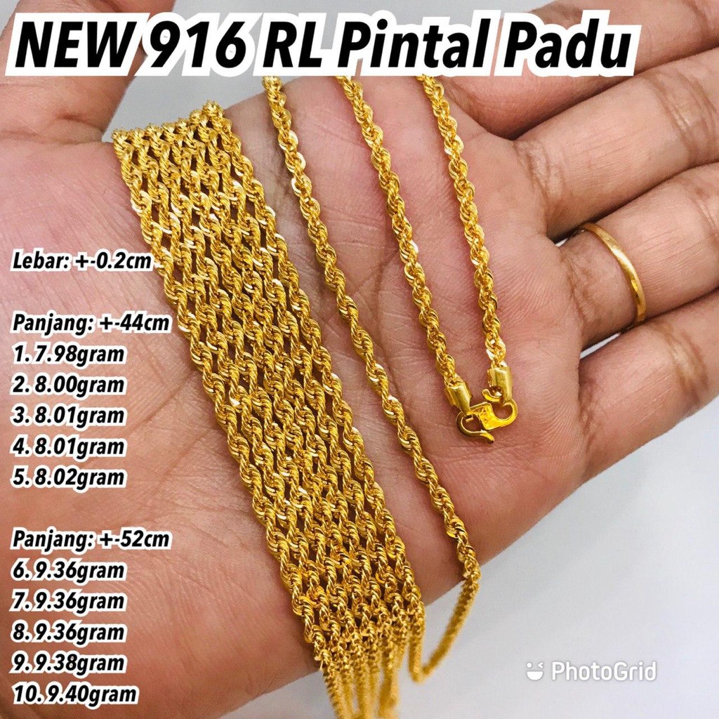 NEW GOLD 916 Rantai  Leher Pintal 6 Sept Shopee Malaysia