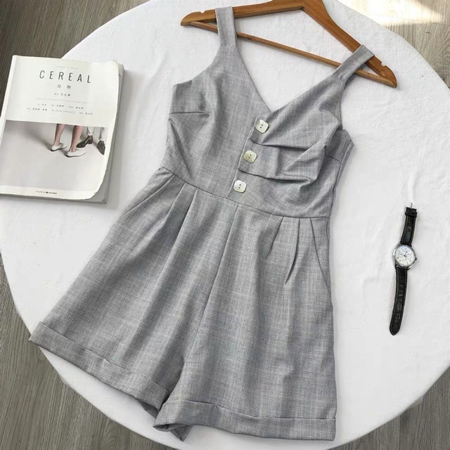 grey checkered jumpsuit