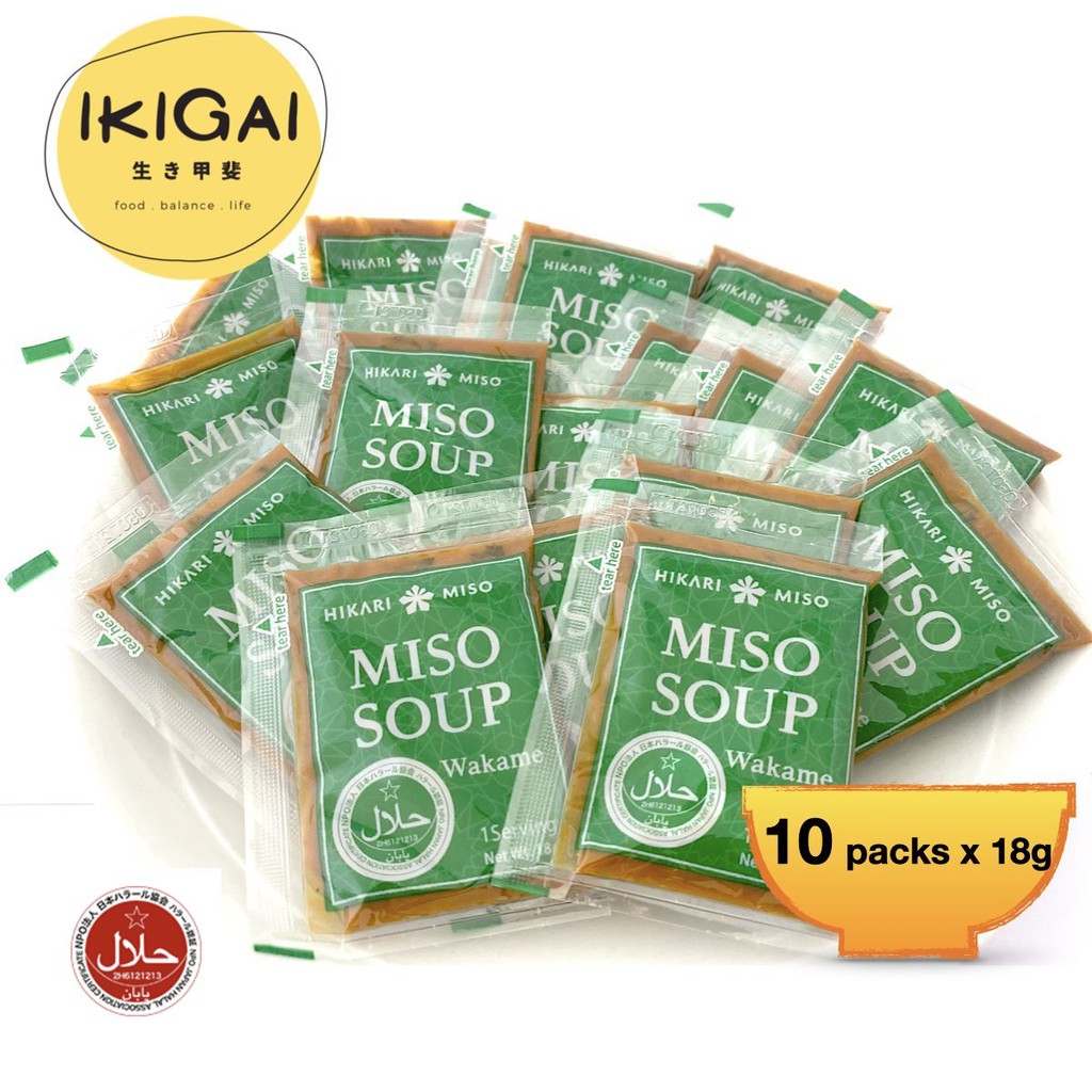 (HALAL) 10x HIKARI Sokunama Miso Soup Wakame 18g (10 packs) Shopee
