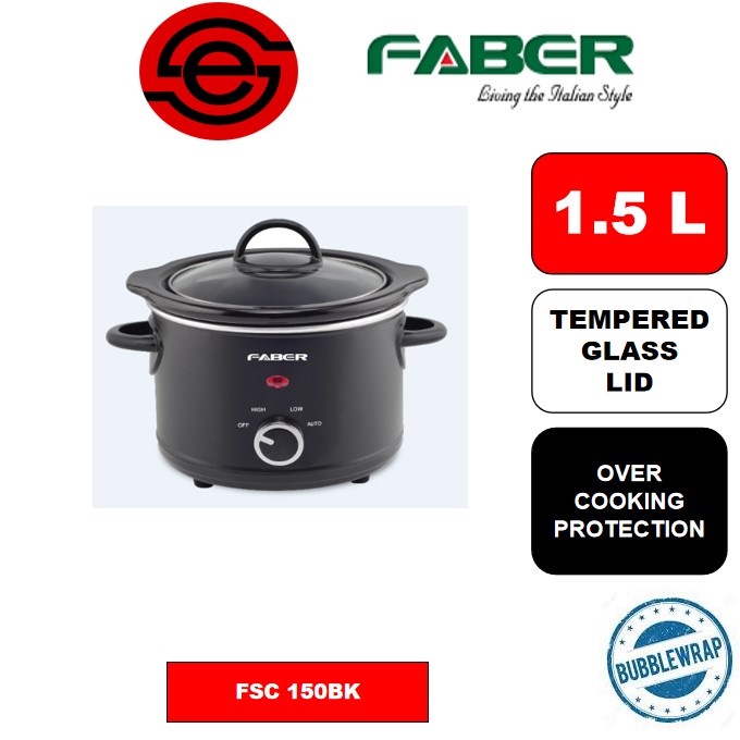 (2022 MODEL)Faber Slow Cooker 1.5L/3.0L/3.5L/5L/6.5L | REMOVABLE CERAMIC INNER POT FSC 500BK/350BK/300BK/150BK/650BK