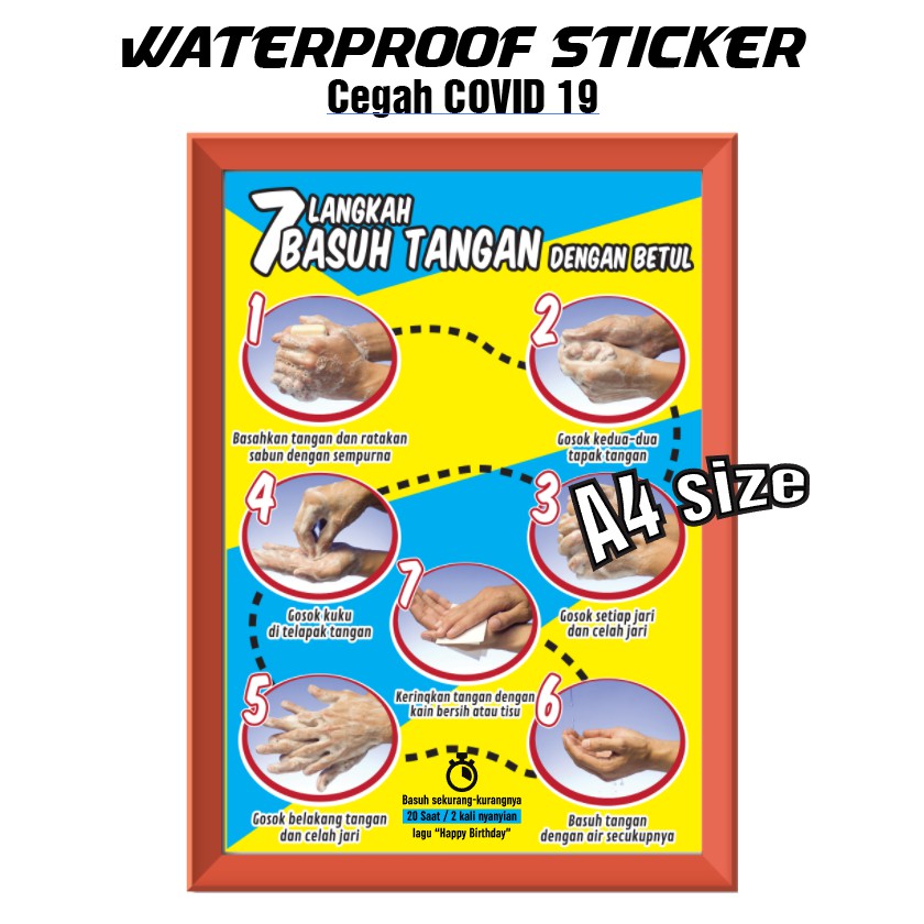 Sticker Cara Cuci Tangan 7 Langkah Cuci Tangan Shopee Malaysia