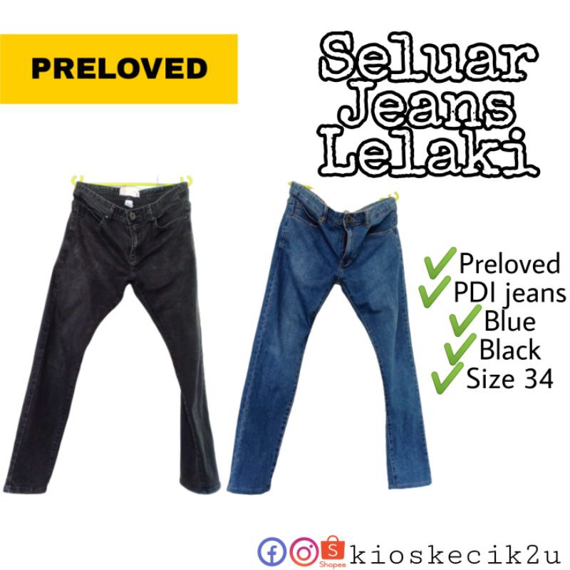 Preloved Seluar Jeans Lelaki Padini Saiz 34 Jeans Pdi Biru Hitam Shopee Malaysia