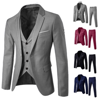 2021 New Arrival Fashion Men’s Suit Slim 3-Piece Suit Blazer Business Wedding Party Jacket Vest & Pants costume homme 50*