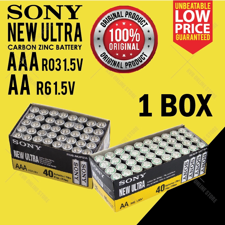 Original Sony New Ultra AA/AAA Batteries Carbon Zinc Battery 1 BOX 40