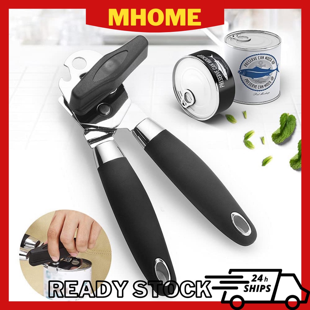 Manual Can Opener Pembuka Tin Bottle Opener Soft-Handled Can Opener Stainless Steel Multifunction Heavy Duty Can Opener