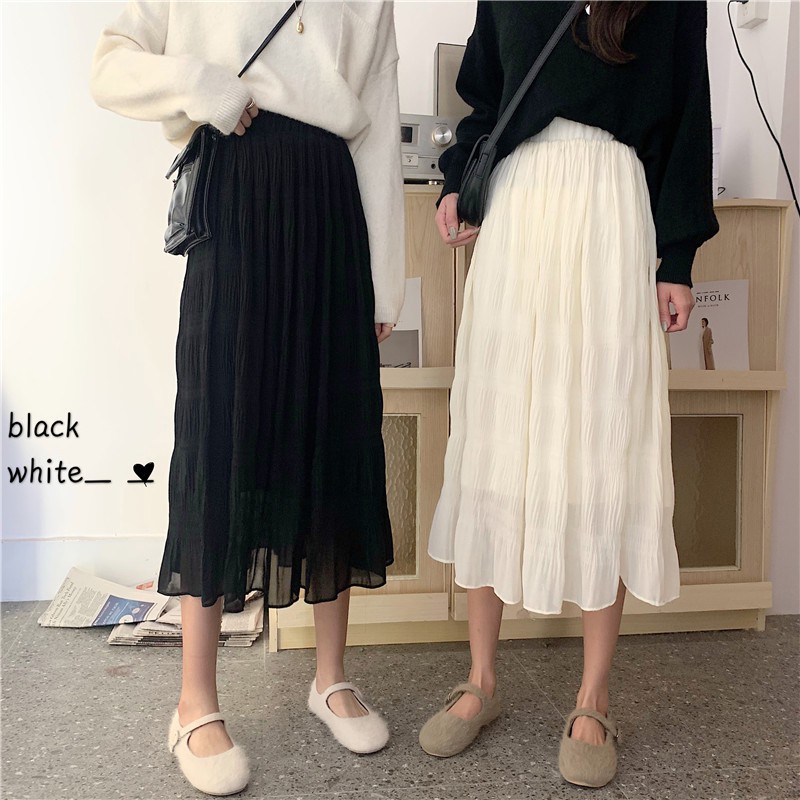 white colour long skirt