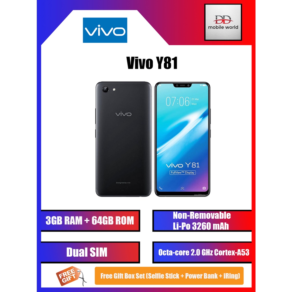 (OCTOBER PROMO) Vivo Y81 (3/64) with 6.22 IPS LCD Display Screen / 4G
