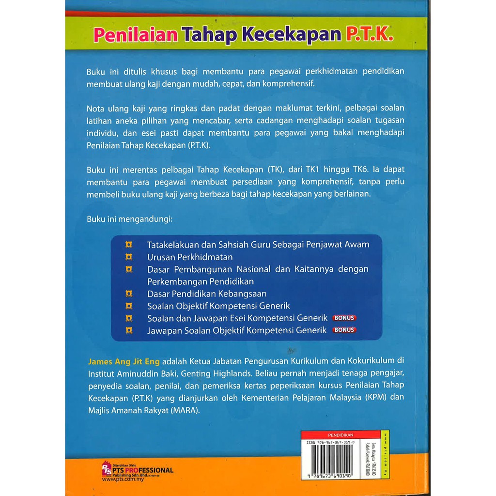 Bbw Penilaian Tahap Kecekapan P T K Pegawai Perkhidmatan Pendidikan Isbn 9789673690190 Shopee Malaysia