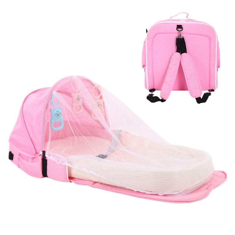 Portable Bassinet for Baby Foldable Baby Bed Travel Sun Protection Mosquito Net Breathable Infant Sleeping Basket with Toys Green 