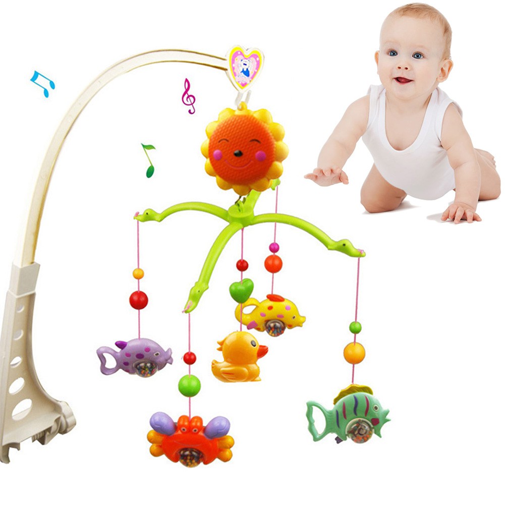 1pc Baby Hand Bed Crib Musical Hanging Rotate Bell Ring Rattle