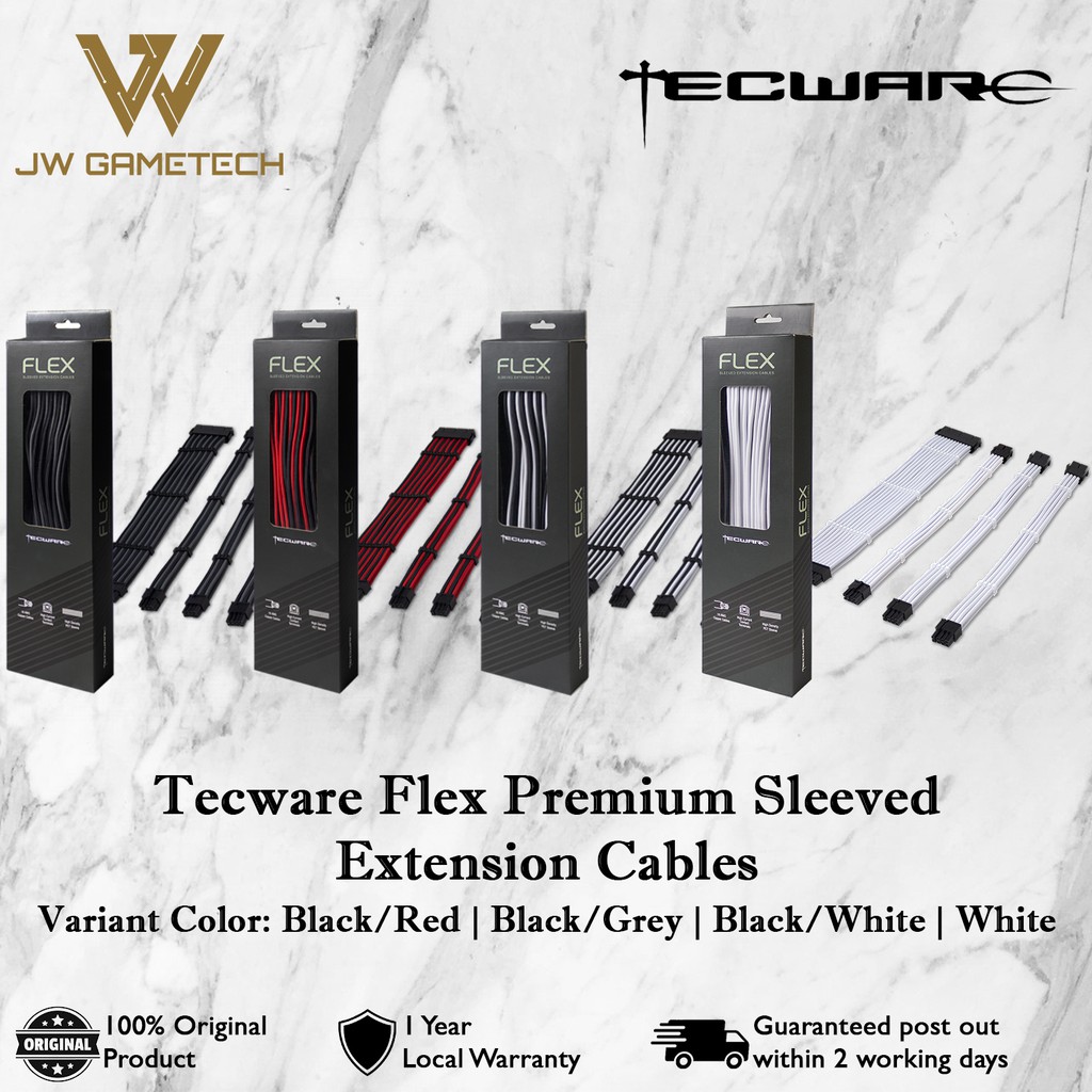 Tecware Flex Premium Sleeved Extension Cables Black/Red Black/Grey