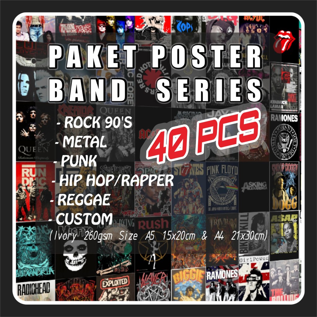 [40Pcs] Poster BAND SERIES PUNK/ROCK/METAL/HIP HOP/RAPPER /REGGAE/ CUSTOM