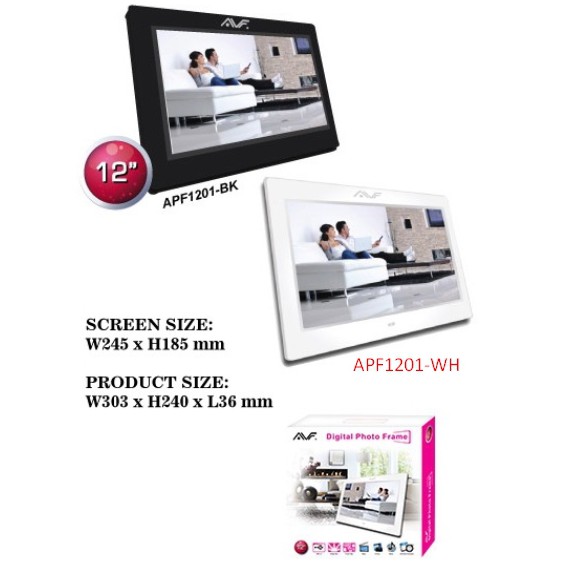 AVF PHOTO FRAME APF1201 Digital Photo Frame 12 inch (Black/White) Shopee Malaysia
