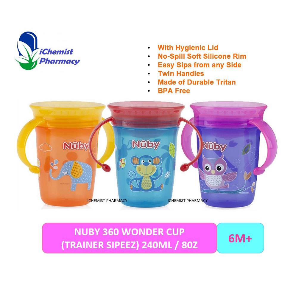 (NB10410) NUBY 360 WONDER CUP WITH PP COVER 80Z/240ML (6+MONTHS