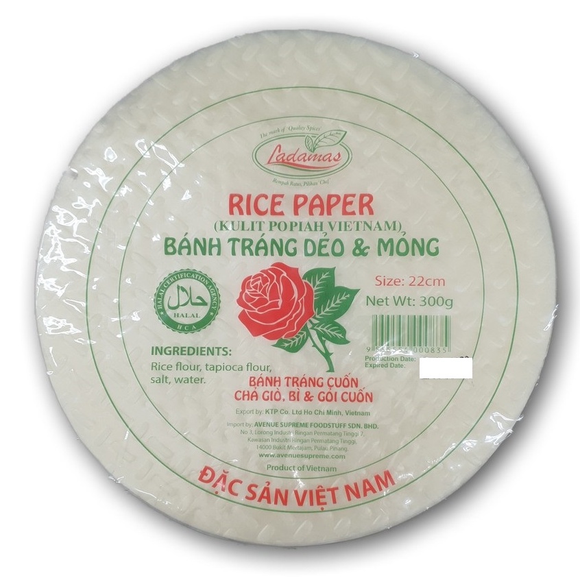 Ladamas Vietnamese Rice Paper [HALAL] Kulit Popia Vietnam Spring Rolls 300g 22cm