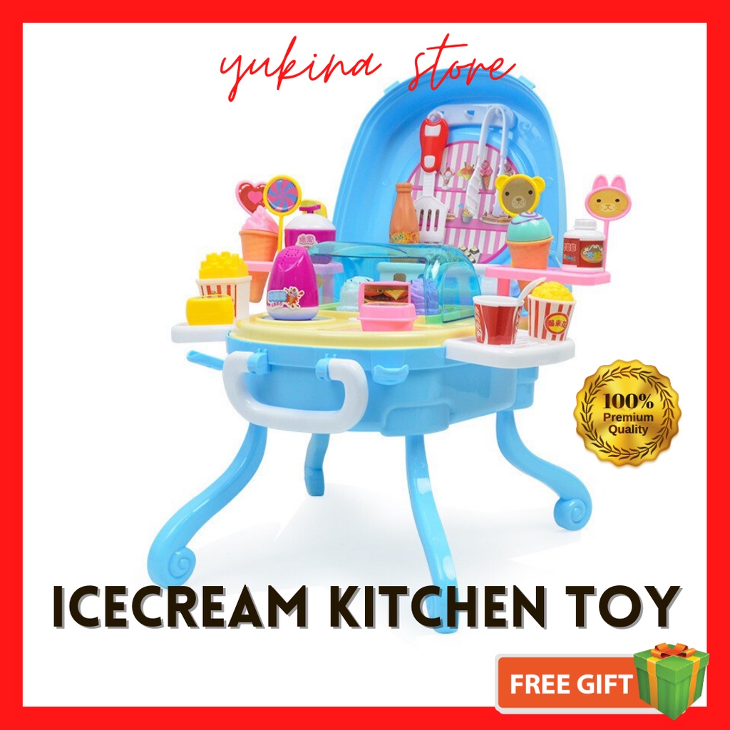 Kids Pretend Play Toy Box IceCream Kitchen Playset Light&Music/Set