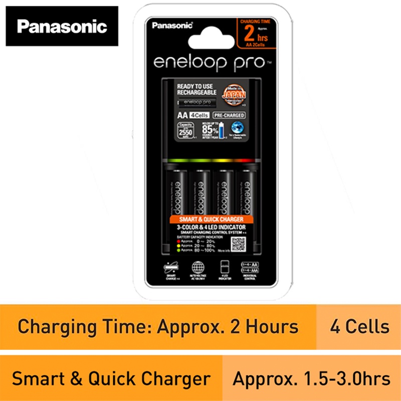 Panasonic Eneloop Pro Smart Quick Charger Kit Battery Set 4cells