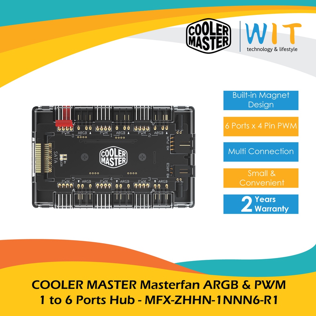 Cooler Master Masterfan ARGB & PWM 1 to 6 Ports Hub - MFX-ZHHN-1NNN6-R1