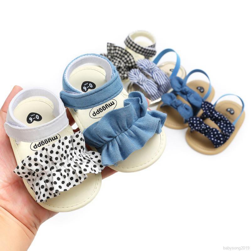 ☀ babysong ๑ Shoes For Kids plaid Breathable  Anti-Slip Bow Beach Shoes