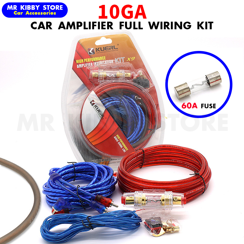 60 AMP Fuse Holder 10GA Power Cable Subwoofer Speaker Car Audio Wire Wiring Amplifier Installation Wires RCA Fuse Kit