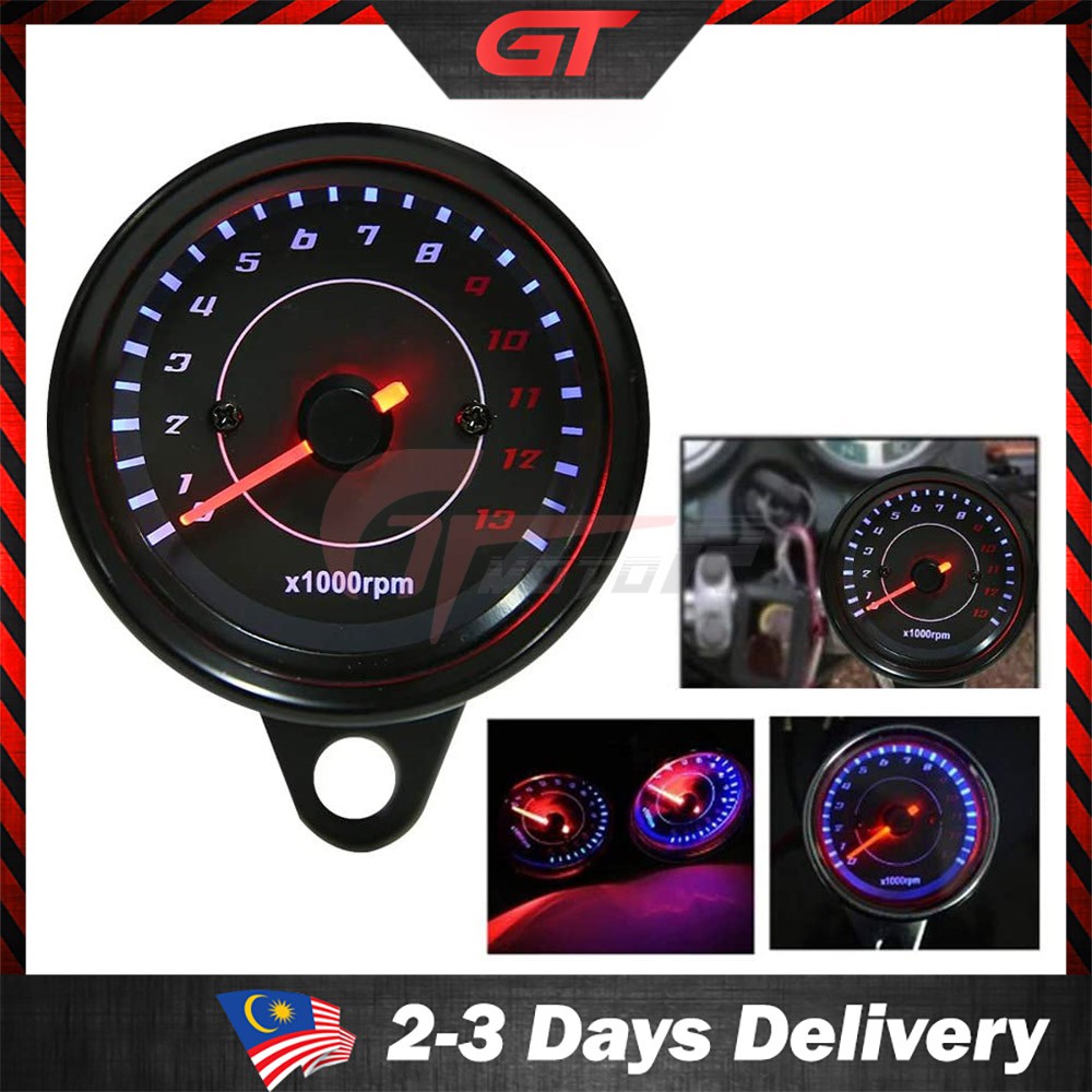 GTmotor Motorcycle 12V Tachometer Meter LED Backlight 13K RPM Shift ...