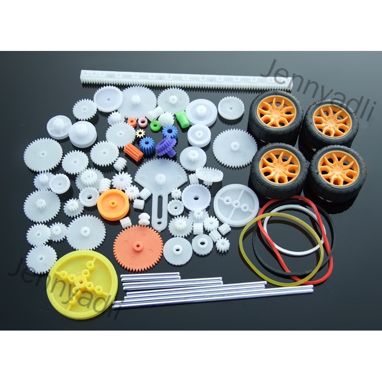 Jennyadli 78pcs Plastic Gear Motor Gearbox Model Toy Car Auto Craft Diy Accessories Axle Belt Scientific Experiment Shopee Malaysia