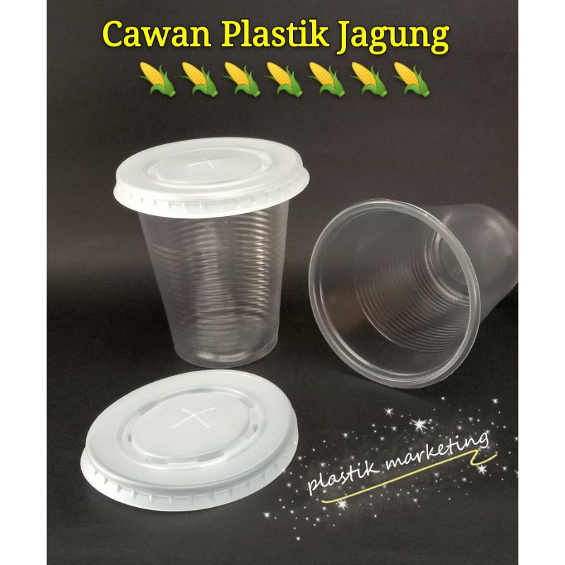 8oz Disposable Plastic Cup With Lid 8oz Party Cup Sweet Corn Cup With Lid Cawan Air 230ml Dengan Penutup Sekali