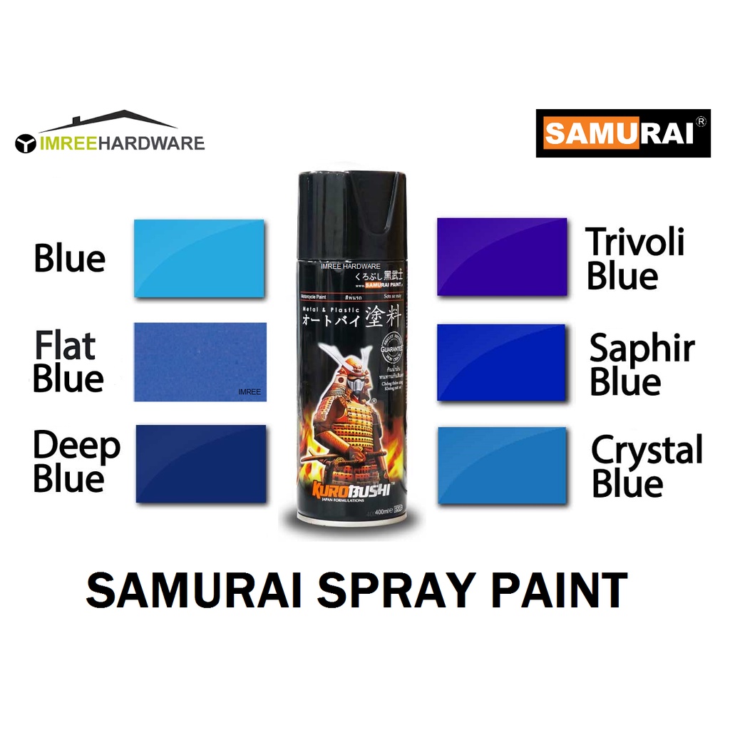 SAMURAI Standard Color Spray Paint (Blue, Deep Blue, Trivoli Blue