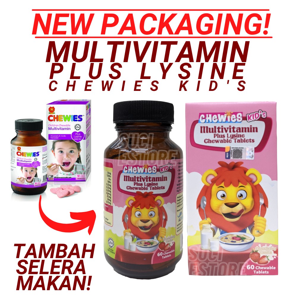 CHEWIES CHILDREN CHEWABLE MULTIVITAMIN PLUS LYSINE 60'S | Shopee Malaysia