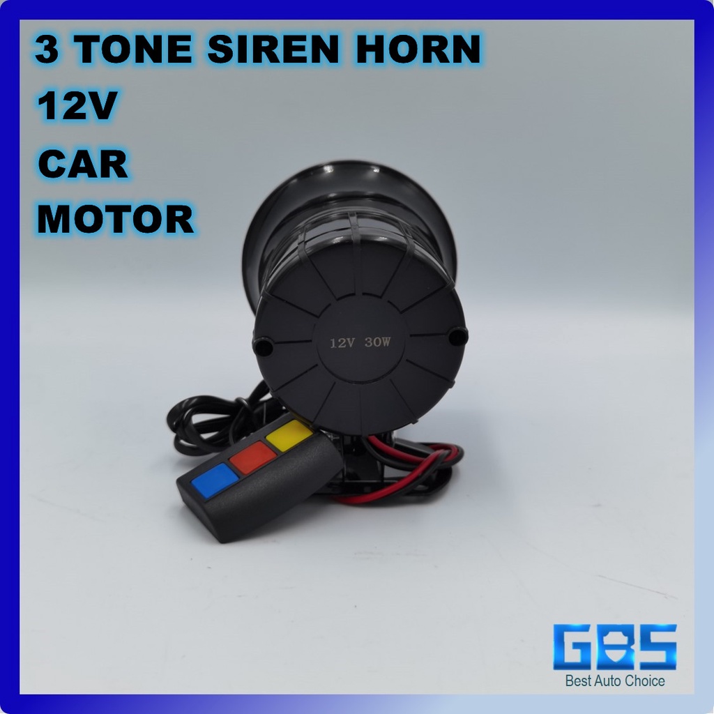 GBS CAR LED 3 TONE HORN  SOUND LOUD CAR MOTORCYCLE SIREN HORN POLICE FIRE HORN 12V SIREN HORN 3 JENIS BUNYI KERETA MOTOR