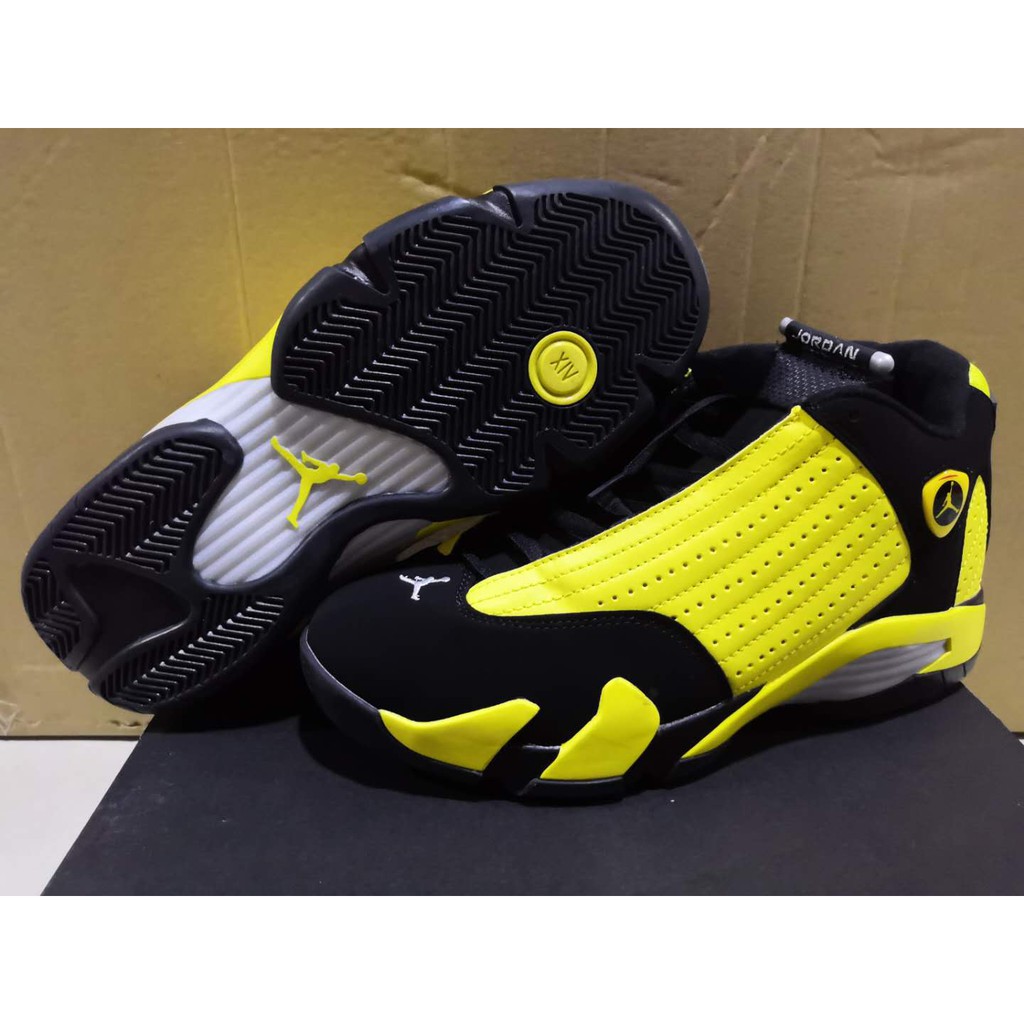 black and yellow jordan 14s